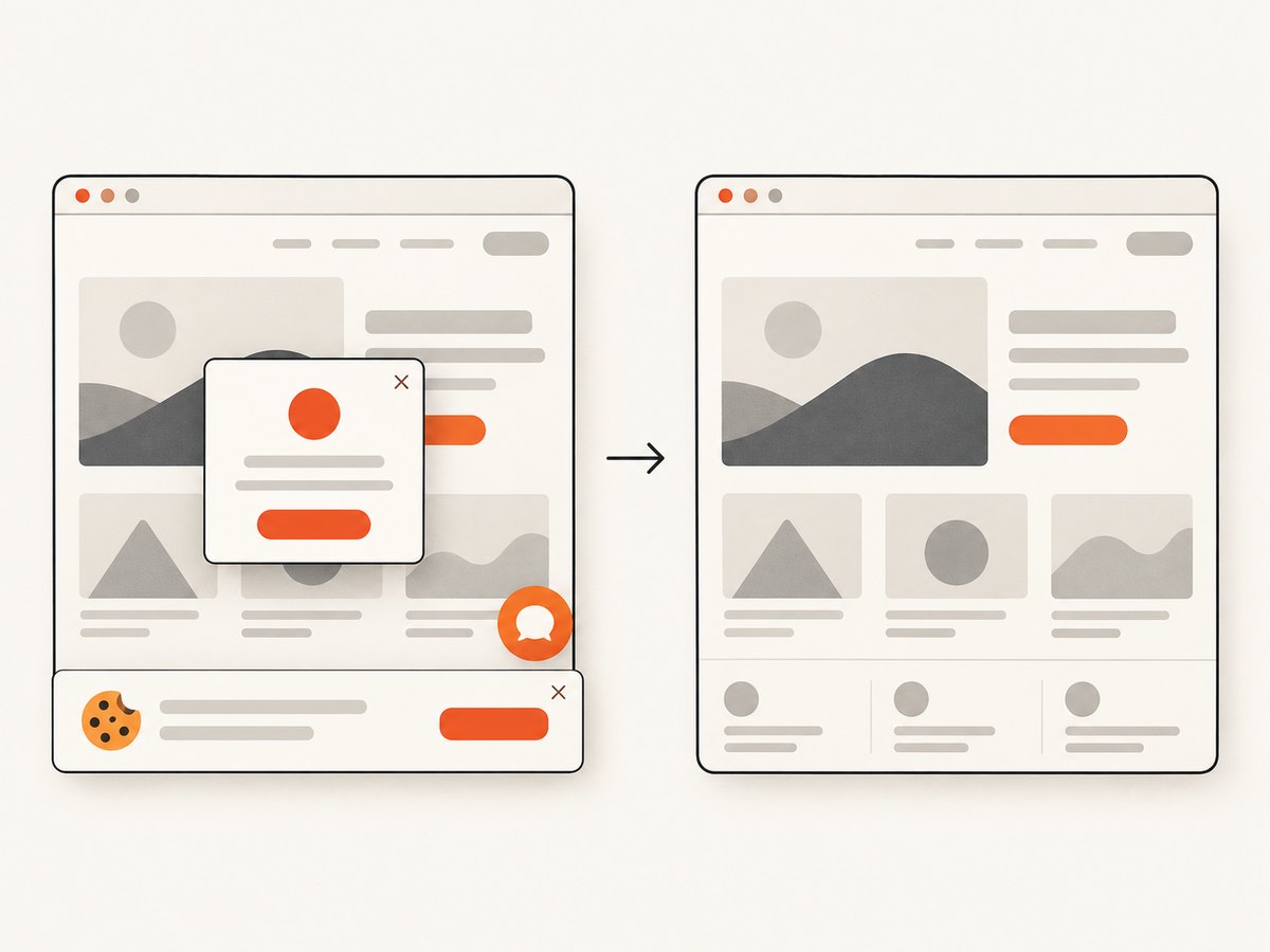 A clean capture removes common consent and overlay elements before returning the image.