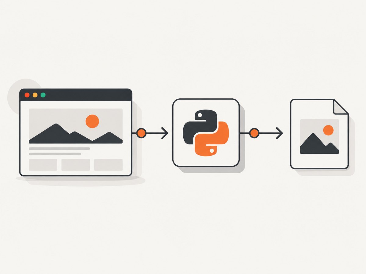 A Selenium script navigates to a page and saves a PNG of the current browser window.