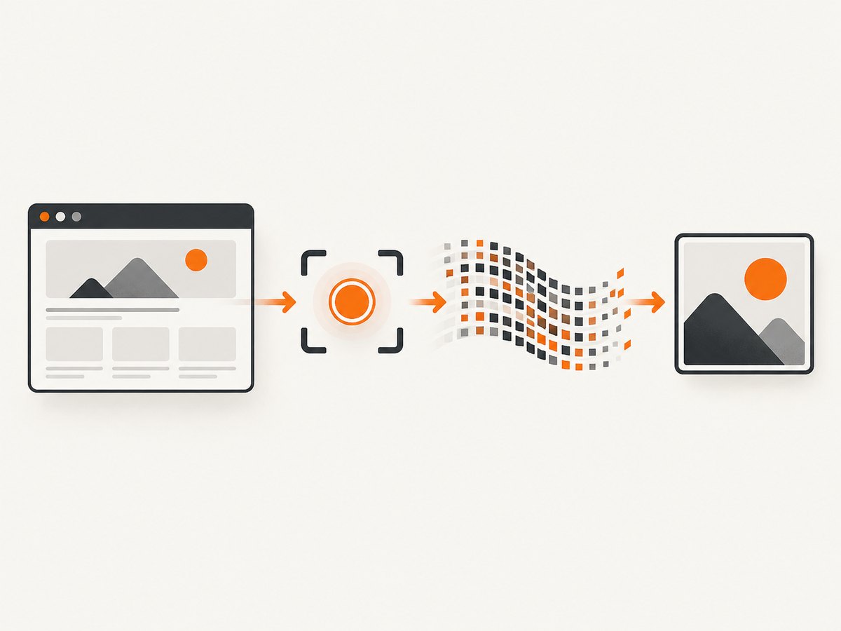 A browser screenshot can travel as Base64 text, then be decoded into PNG bytes when an image consumer needs binary data.