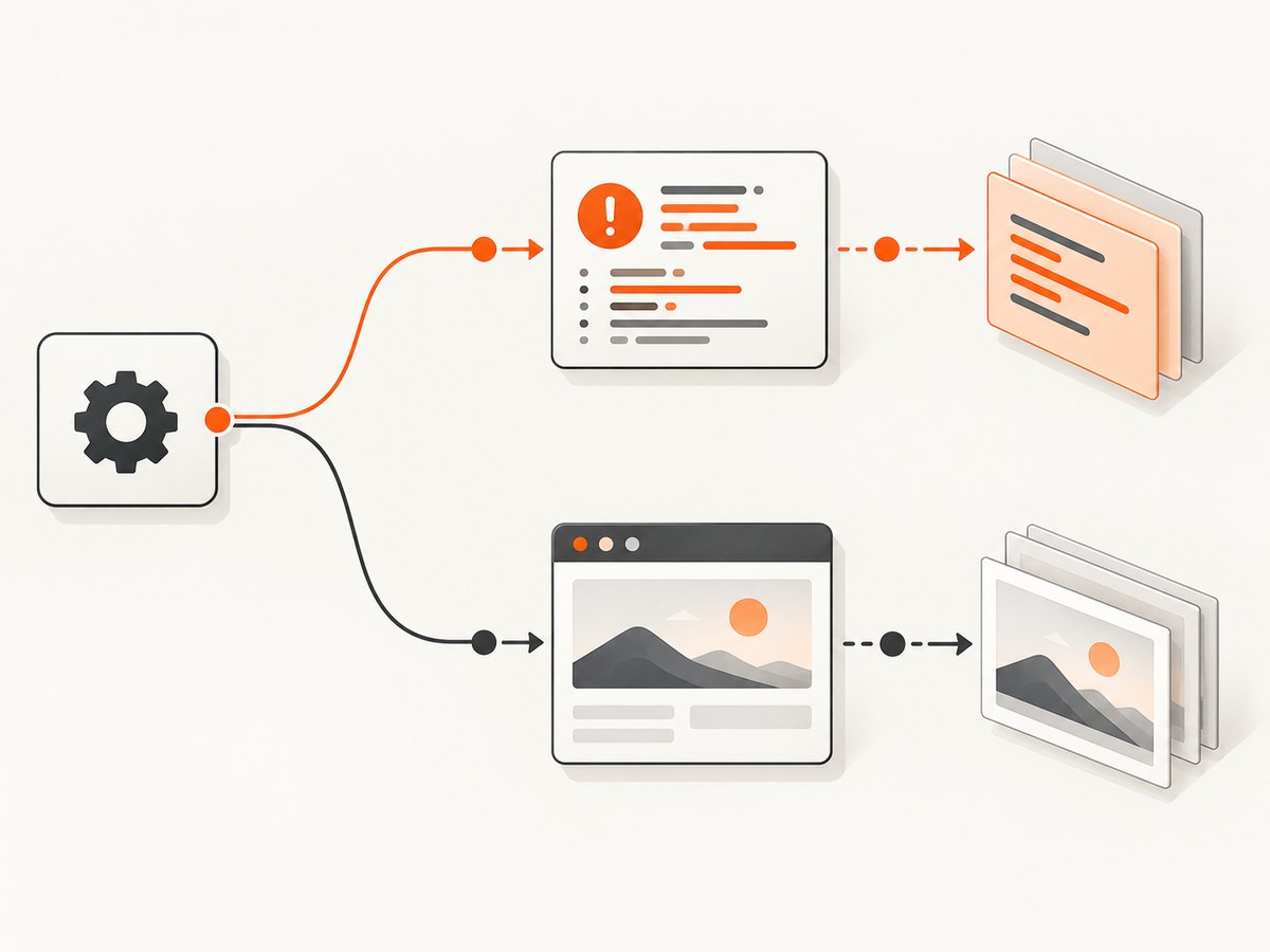 WebDriver returns page pixels and command errors through separate channels.