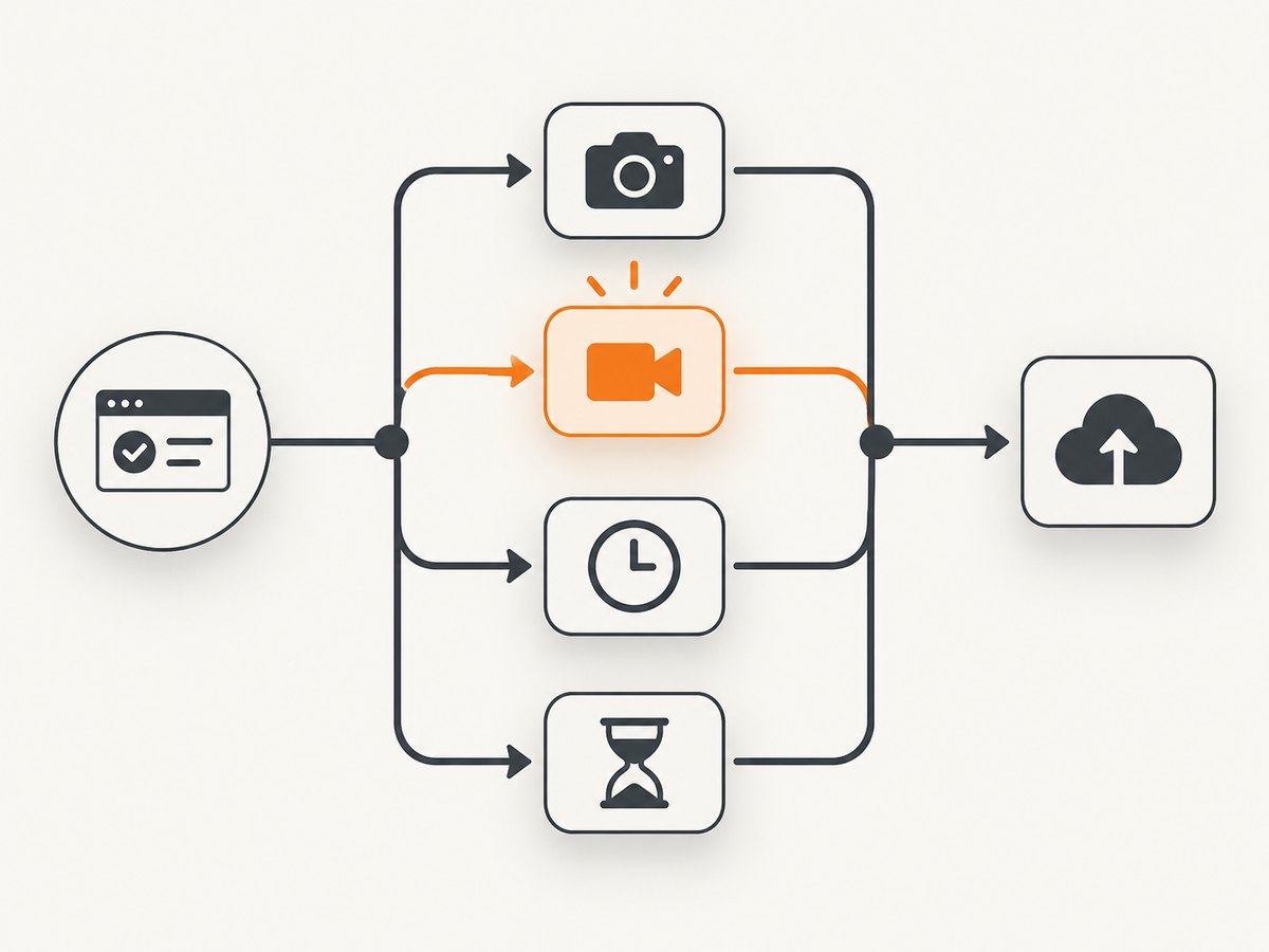 Trace each delay from the last completed test step to capture, recording, or upload.