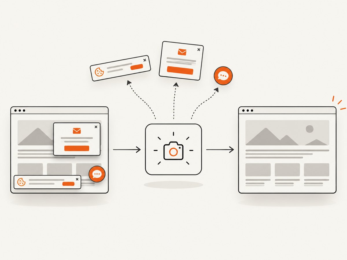 A clean capture removes common overlays before rendering the final image.