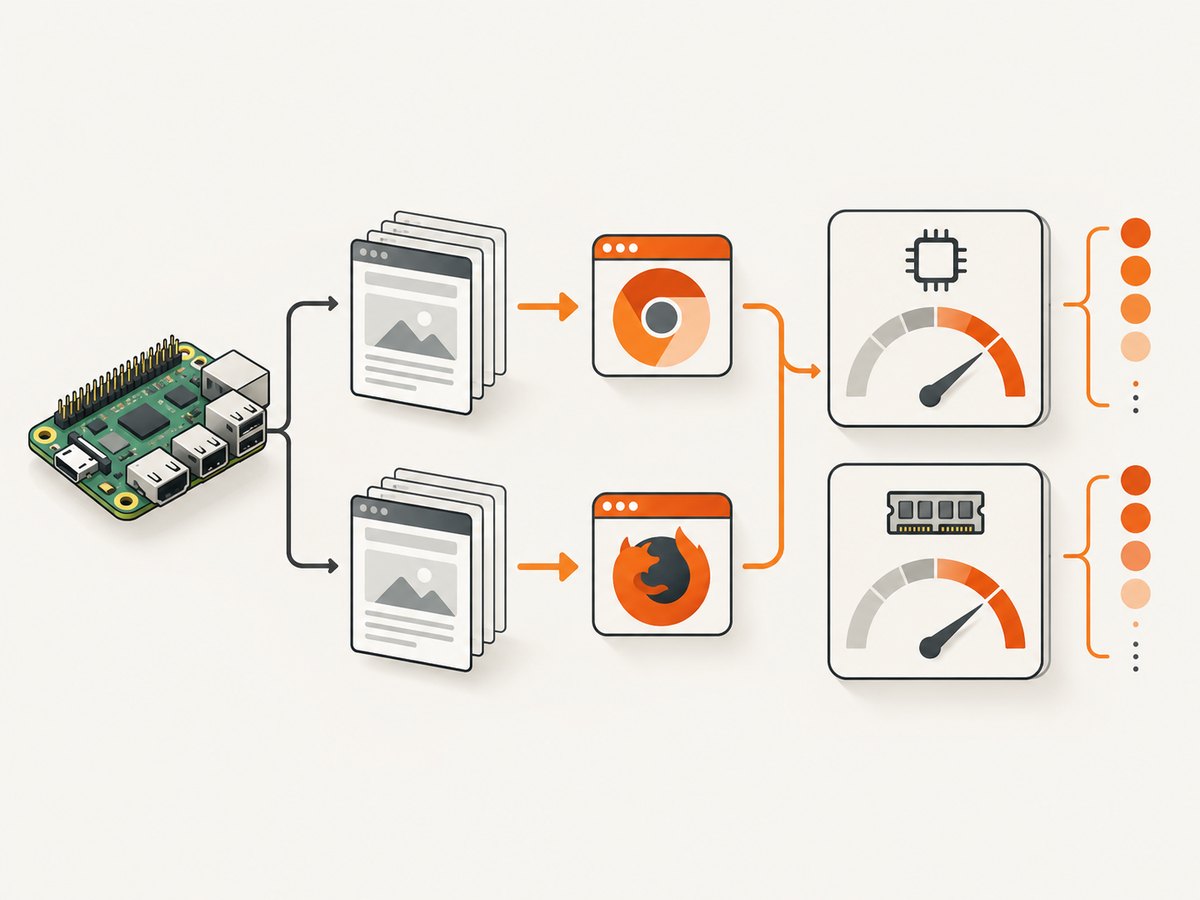 Keep the workload and Pi fixed, then measure startup, page load, idle, and repeated runs.