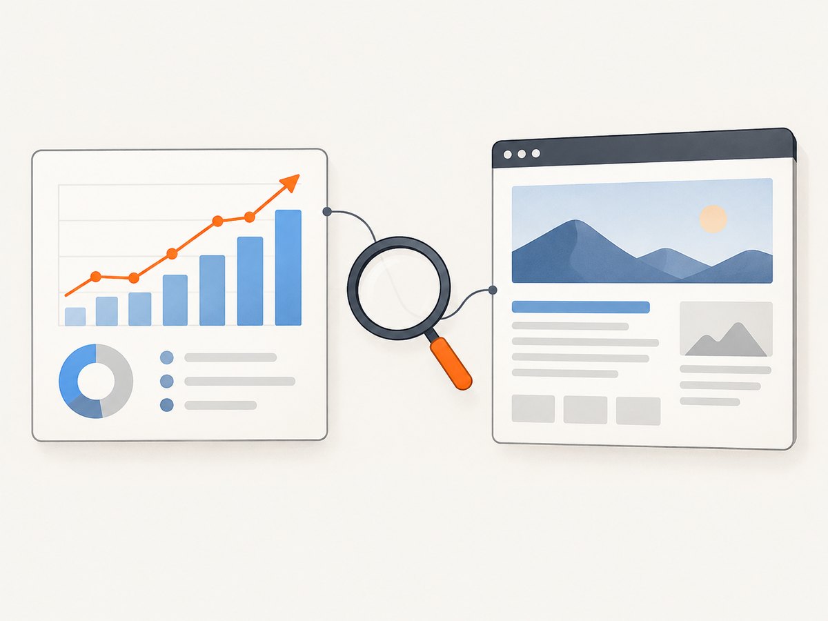 Search performance metrics and page screenshots answer different questions and work best as paired evidence.