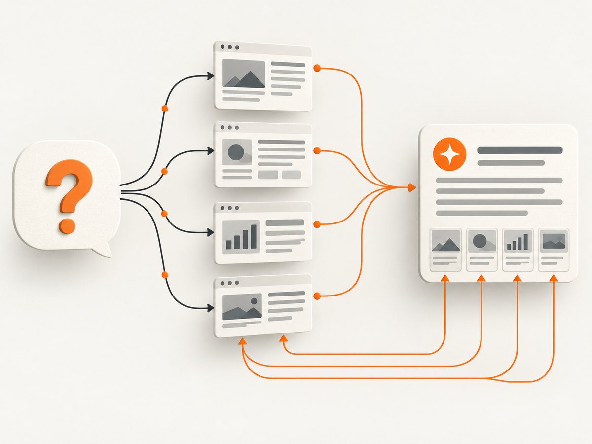Generative Search can explore related questions and surface supporting pages from the Search index.