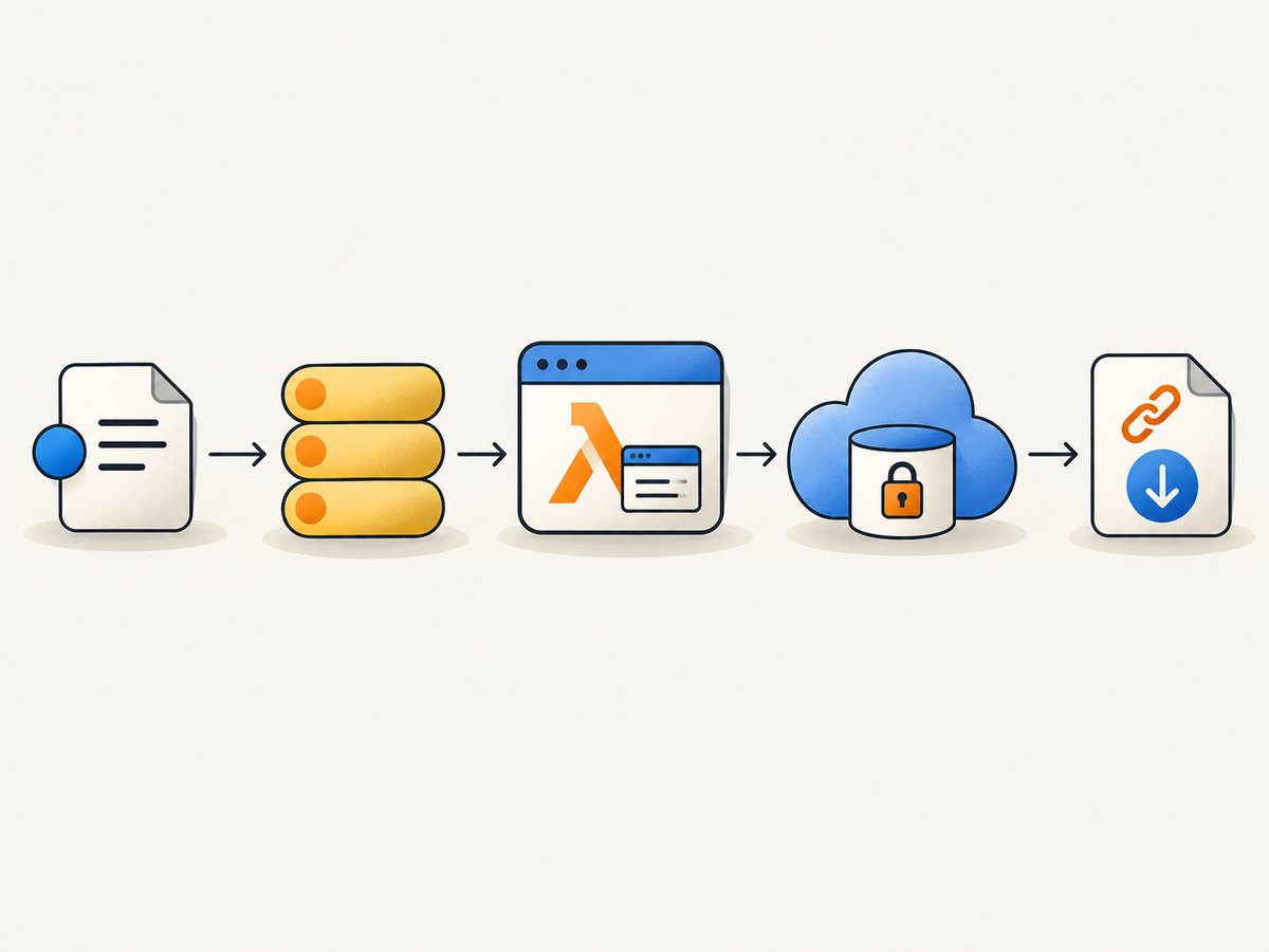 A queue-backed pipeline separates request handling from browser rendering and secure delivery.