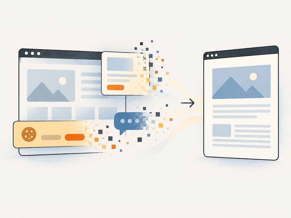 A clean capture pipeline removes obstructive page elements before producing the output.