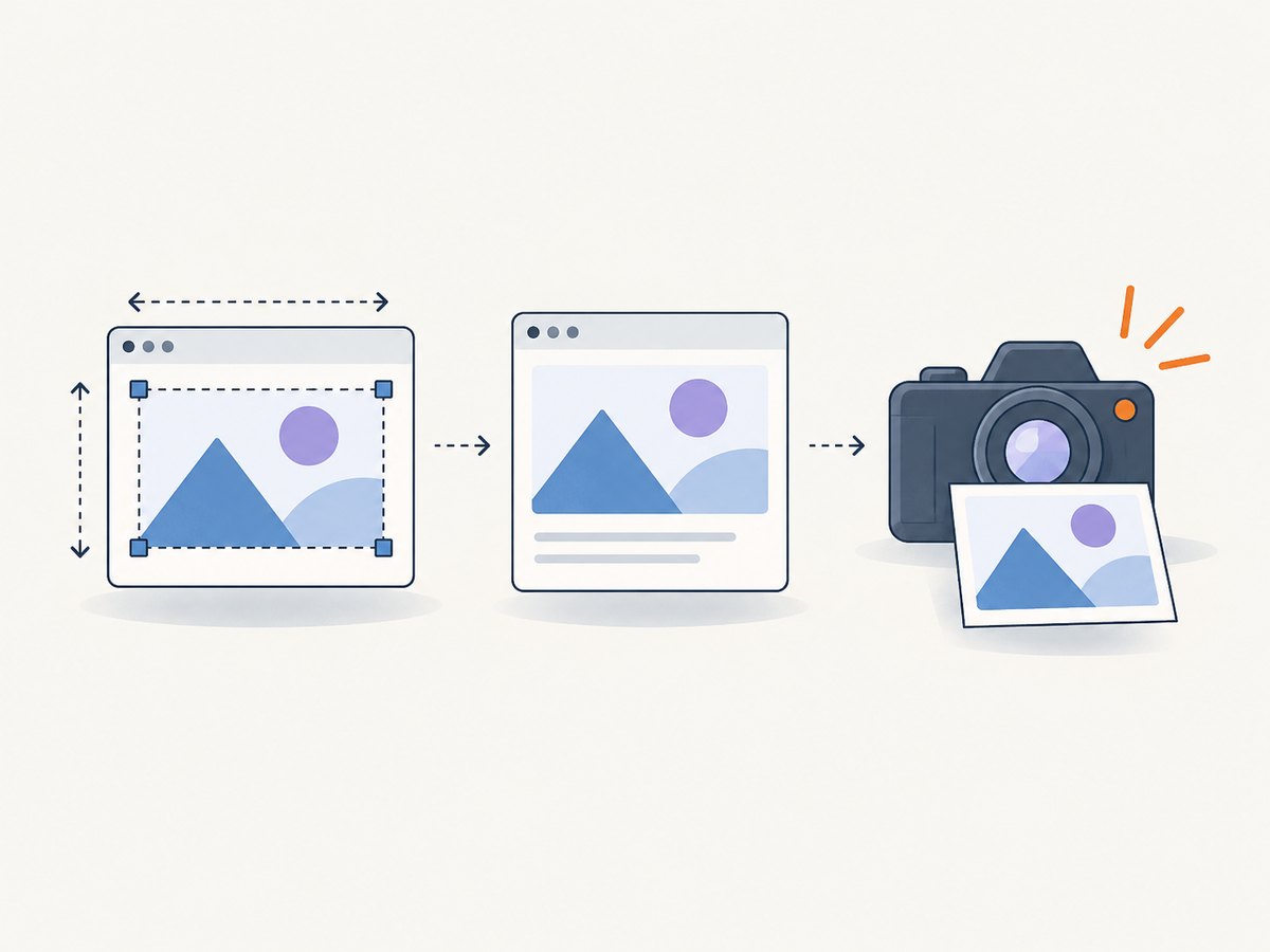 The viewport is set before navigation, then the page is rendered and captured at the chosen dimensions.