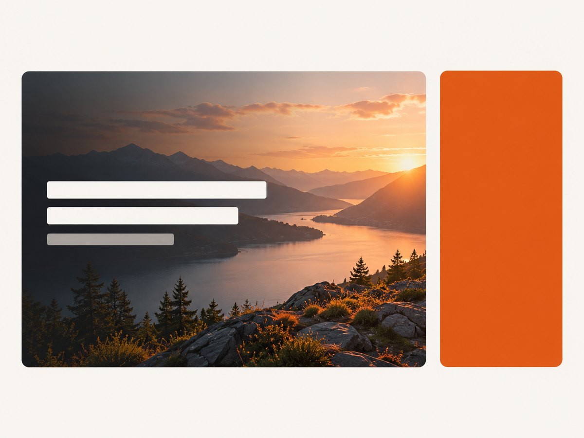 A tested overlay and fallback color help keep foreground text legible over a changing photo crop.
