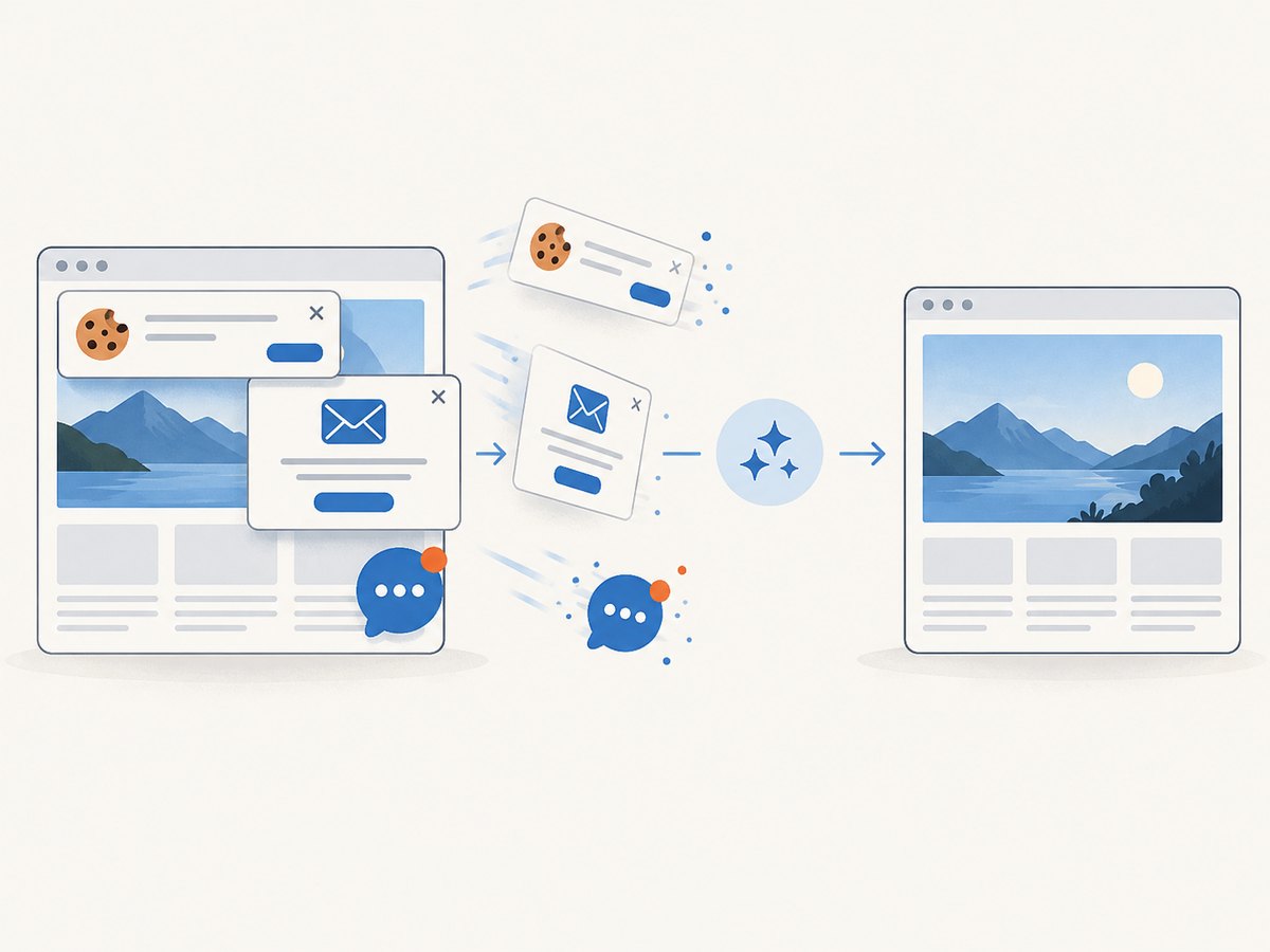 Cleaning overlays before capture keeps generated social images usable.