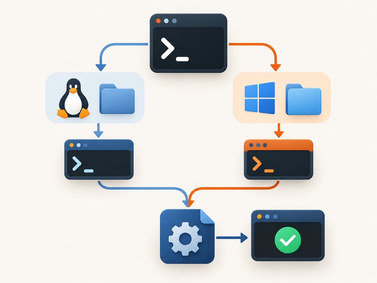 PATH discovery differs by operating system, but both workflows end with an explicit version check.