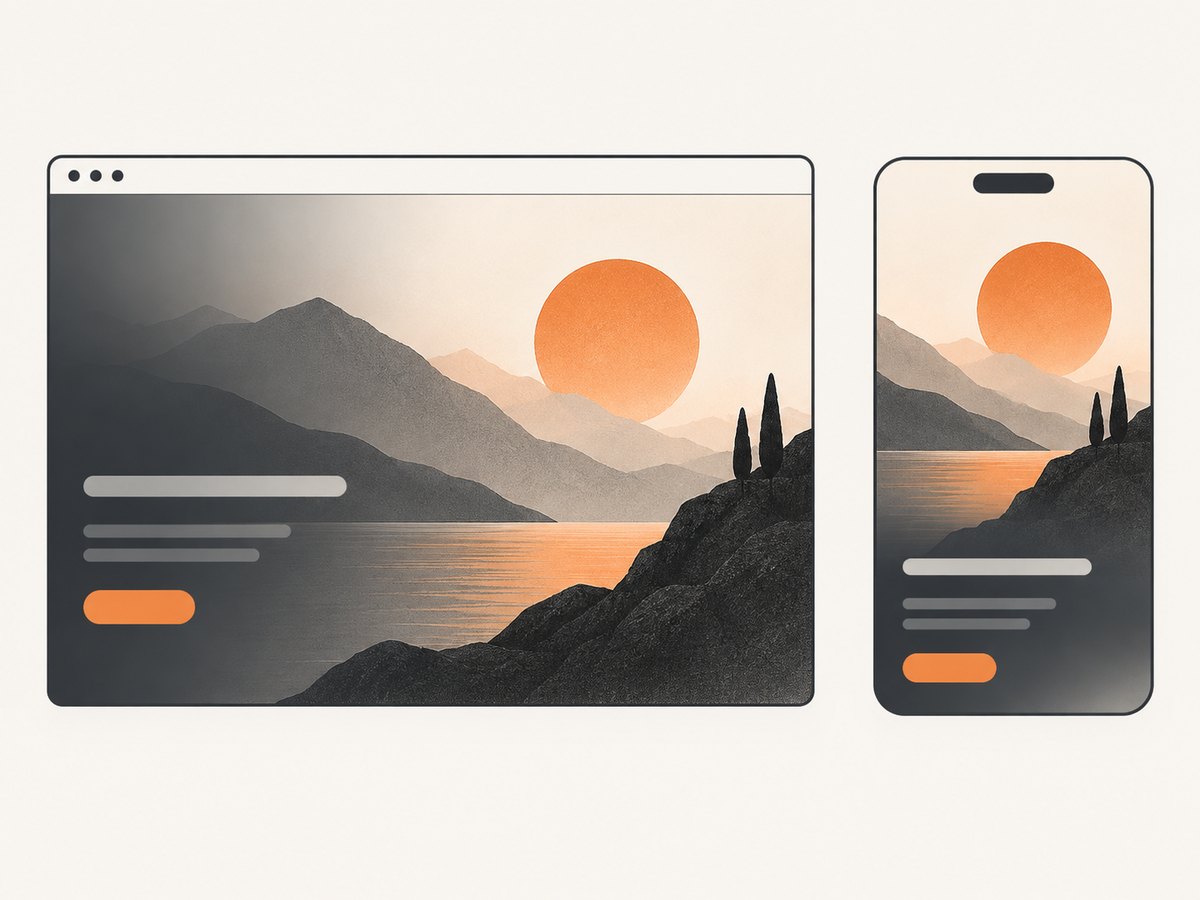 Responsive position changes and an overlay keep the subject visible and the foreground readable.