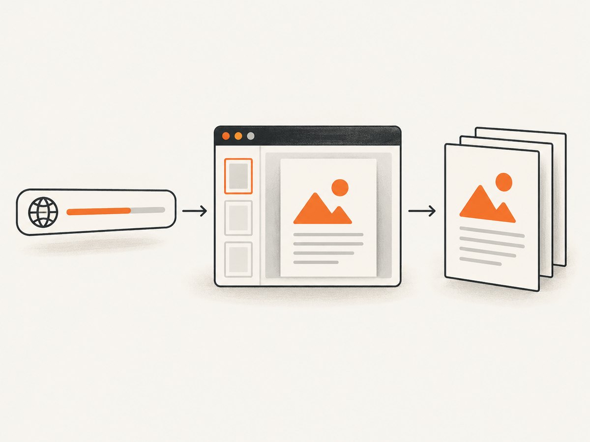 A PDF moves from a URL through the browser or PDF.js before pages are rendered.
