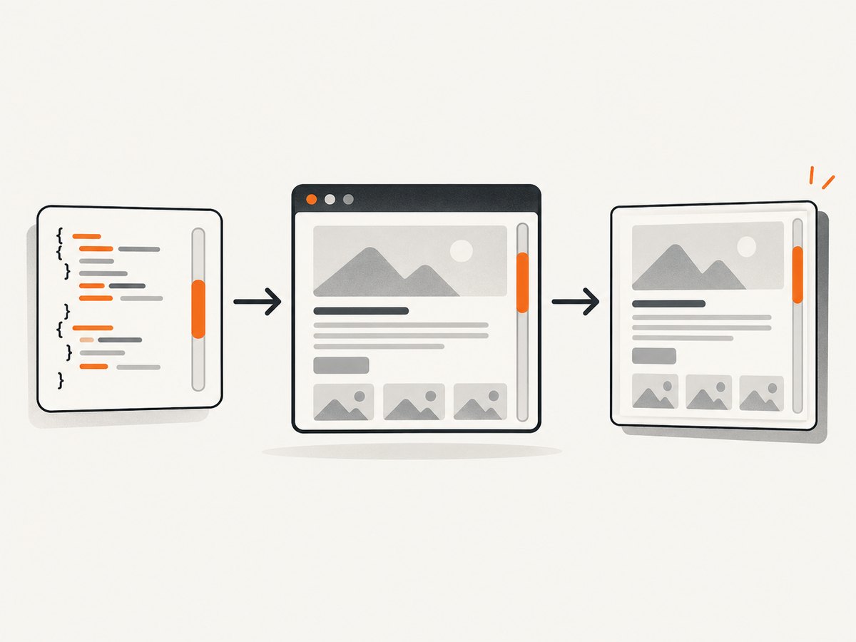 The capture flow: inject scrollbar CSS, render in Chrome, then choose viewport or full-page output.