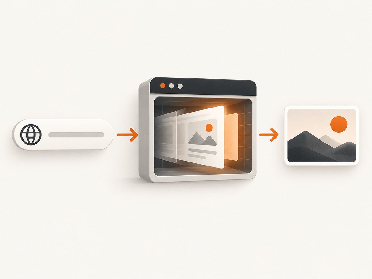 A screenshot API turns a URL and rendering options into a thumbnail or document.