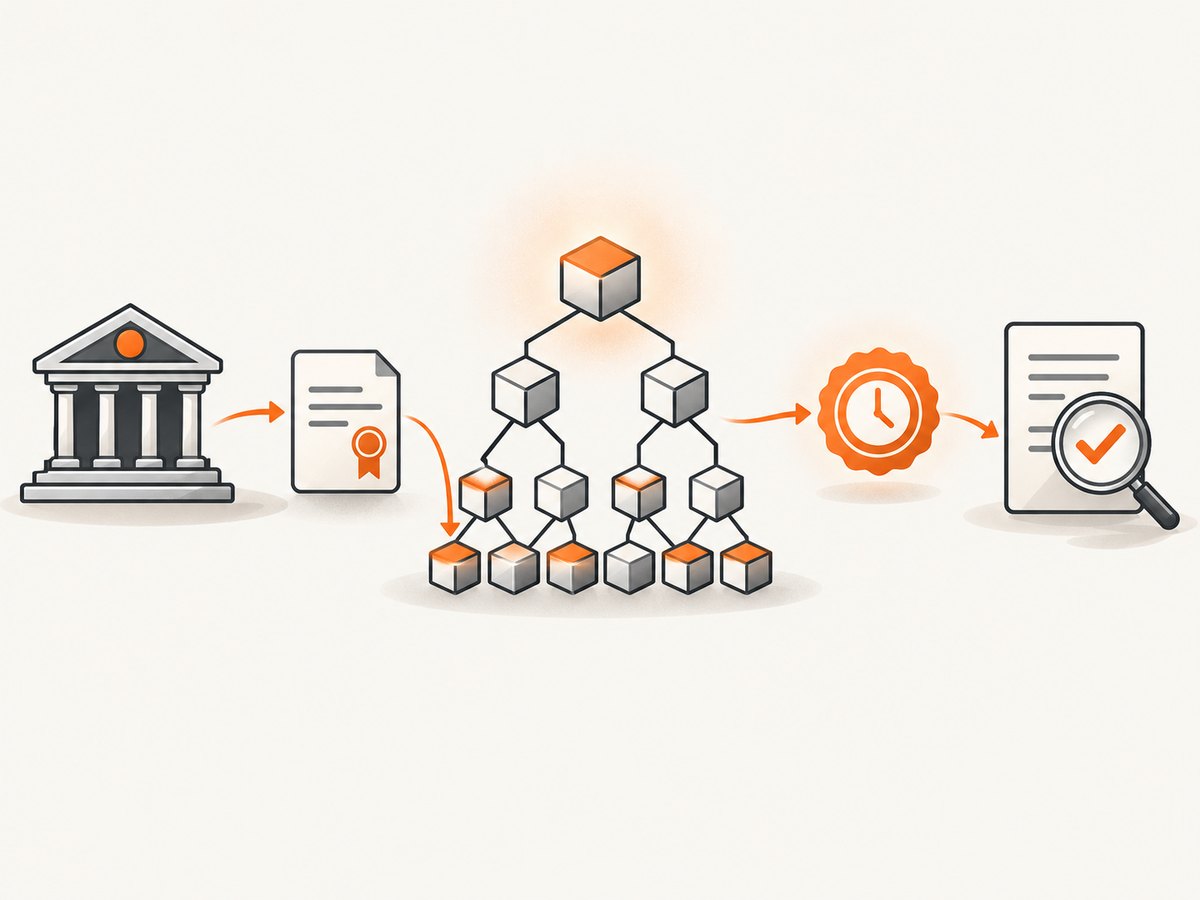 An SCT is a log commitment; auditors verify inclusion later with Merkle-tree proofs.