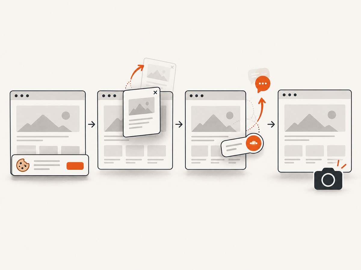 A clean capture pipeline removes obstructing page overlays before producing the image.