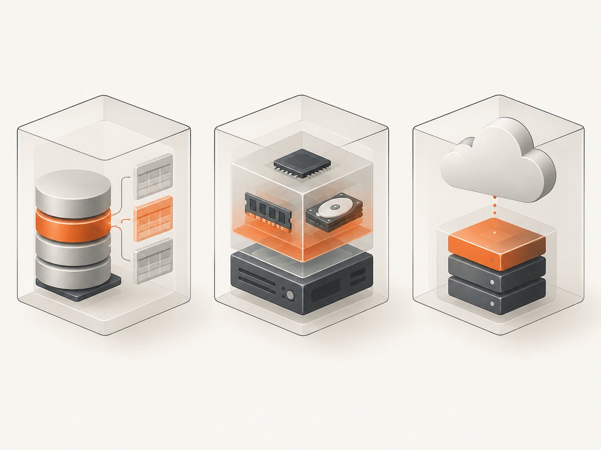 Snapshot scope and independence vary across databases, VMs, and backup systems.