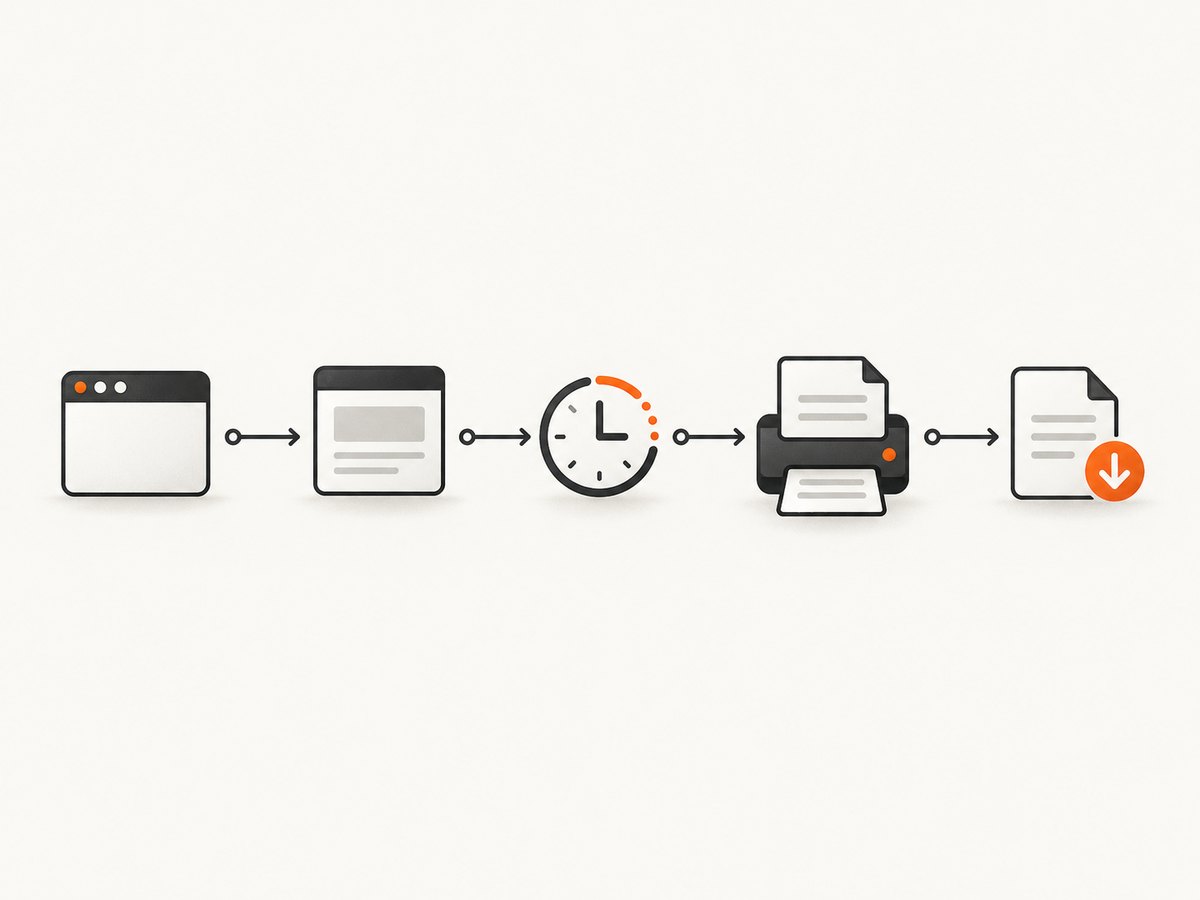 Timing each stage shows whether the delay comes from startup, page readiness, printing, or output handling.