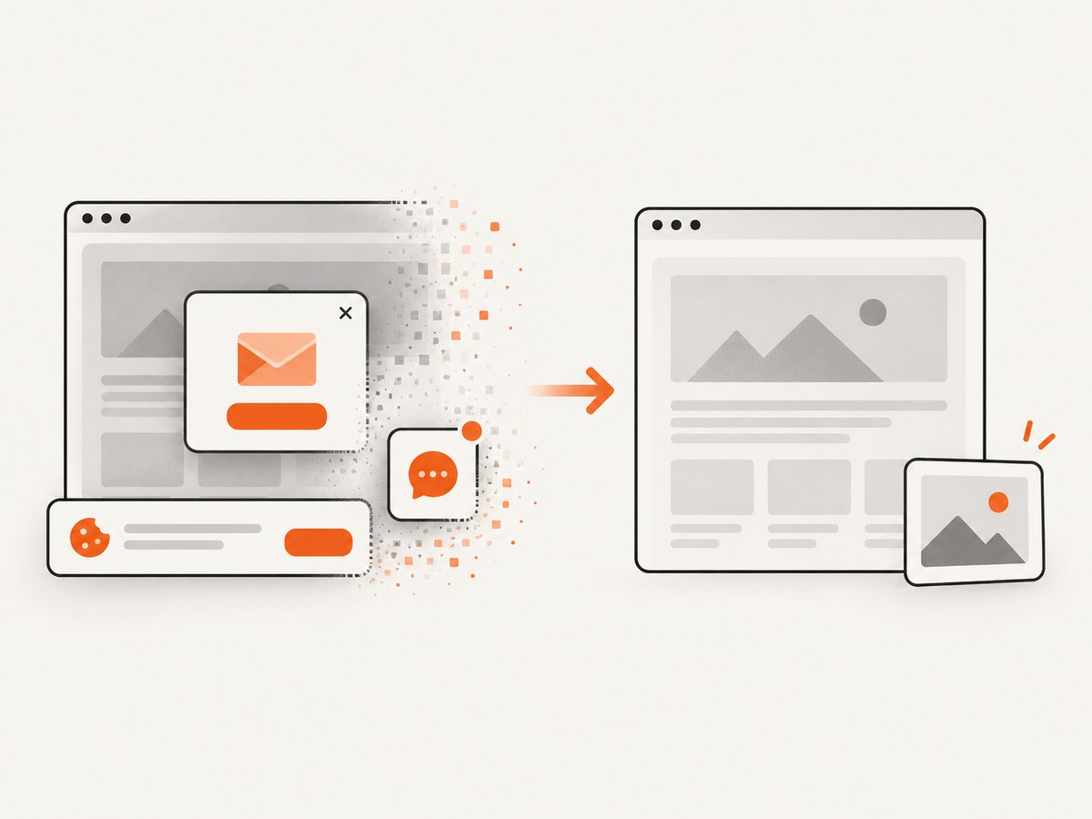 A clean capture can remove common overlays before the page image or PDF is returned.