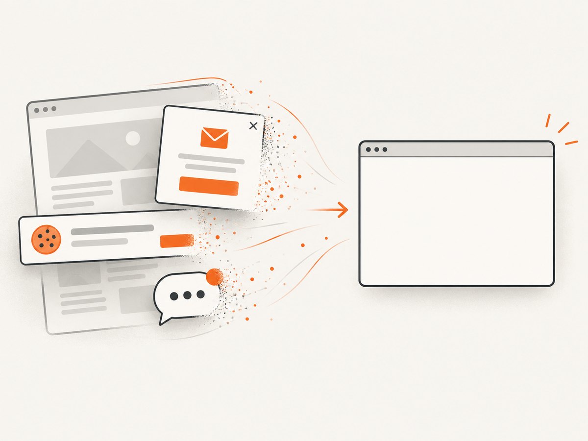 Removing overlays before capture prevents repeated banners and floating widgets in stitched frames.
