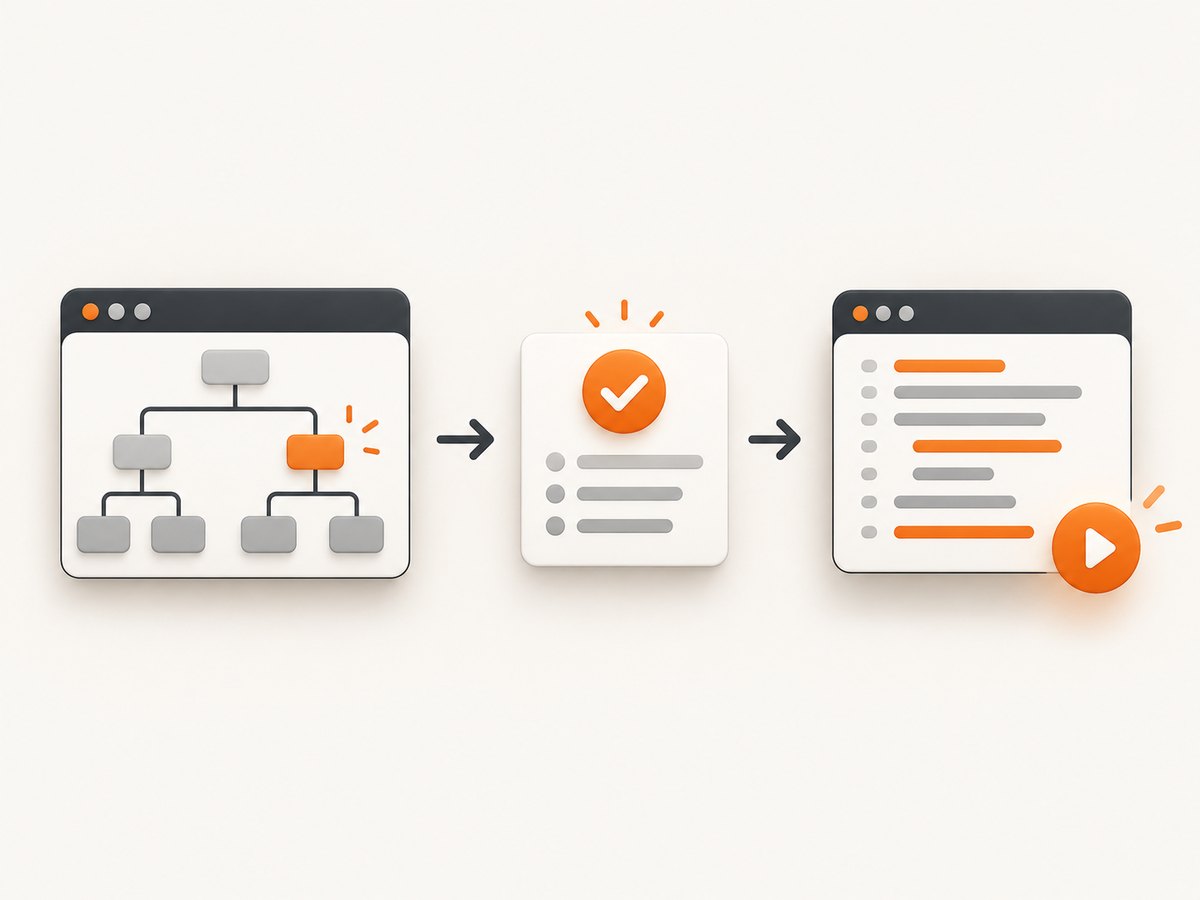 A selector wait resolves when its DOM match appears; it does not need a separate stop command.