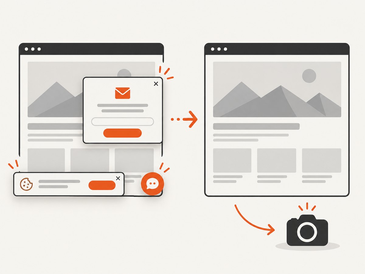 Clean capture removes common overlays before the image is saved to your archive.