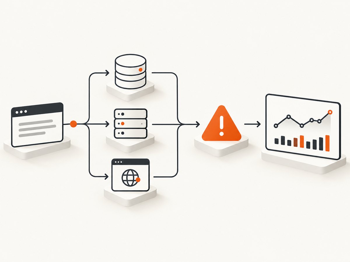 Synthetic checks progress from reachability to API behavior and browser journeys.