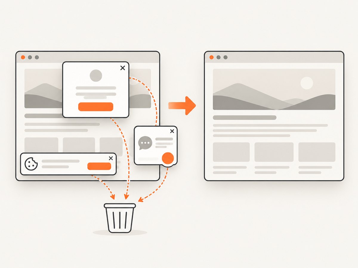 A clean visual check removes common overlays before capture.