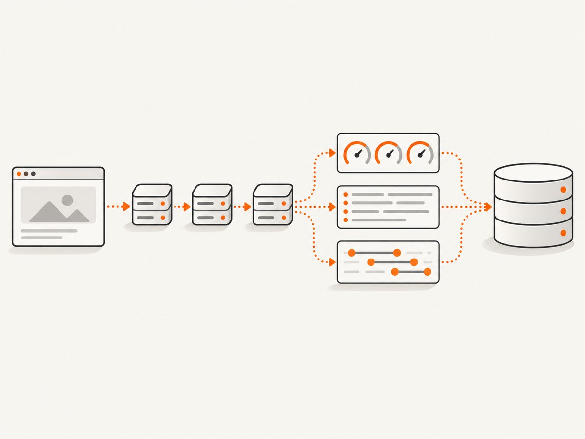 Different monitoring signals answer different questions about the same web service.