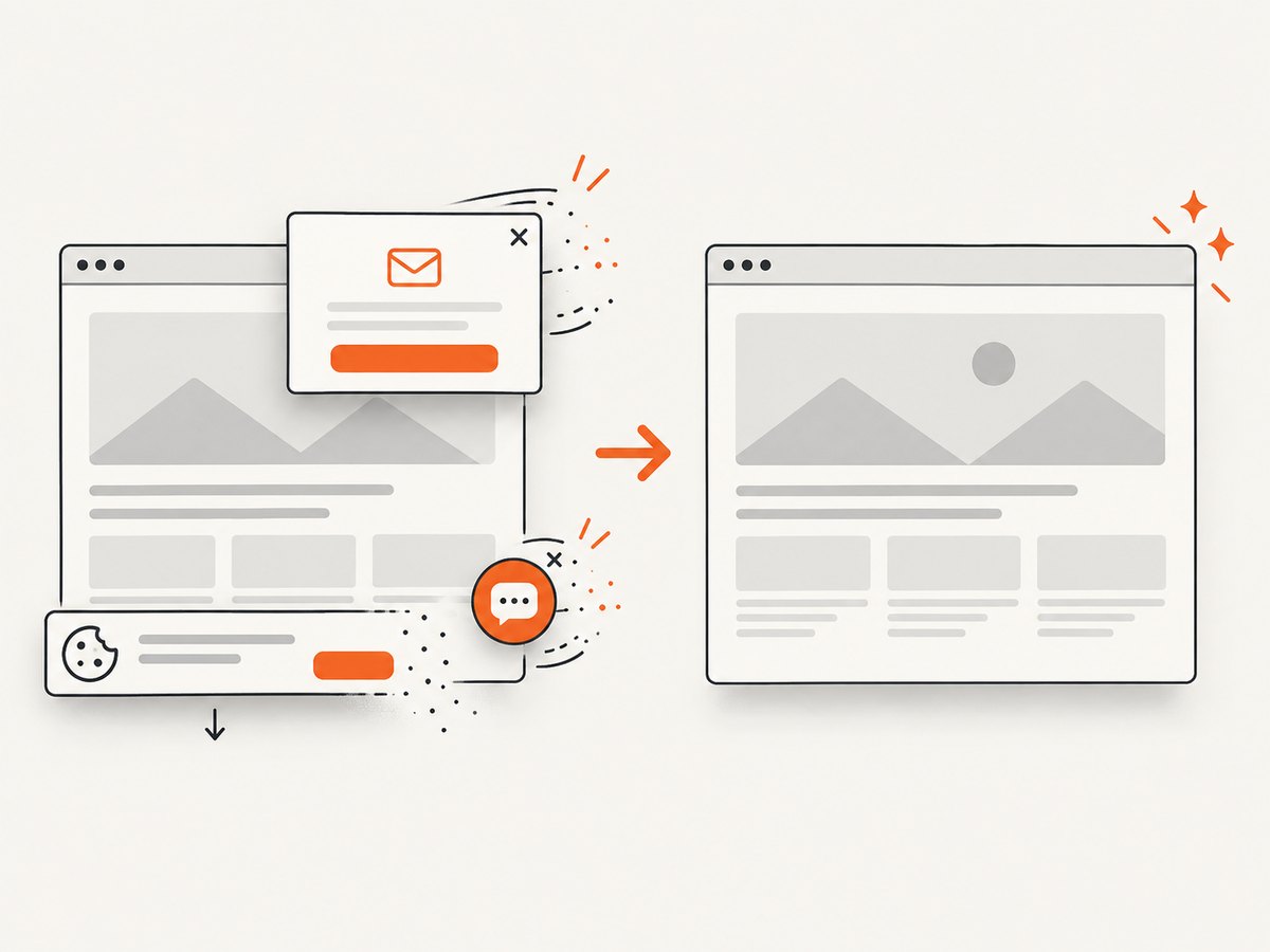 Consent banners and overlays can be removed before a visual check is stored.