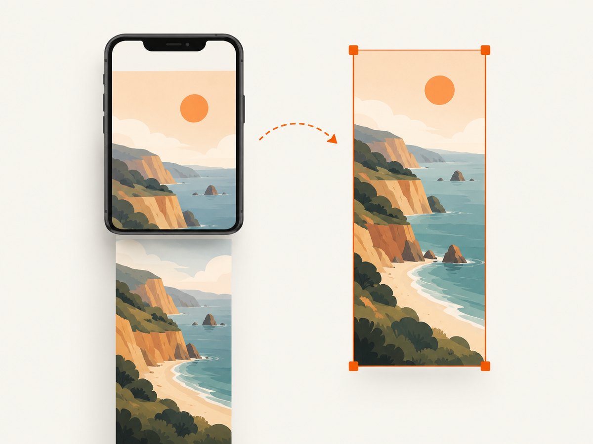 A scrolling capture extends beyond the visible screen, and crop handles help set the final length.