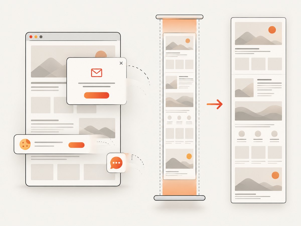 A website capture flow can remove common overlays before returning the page image.