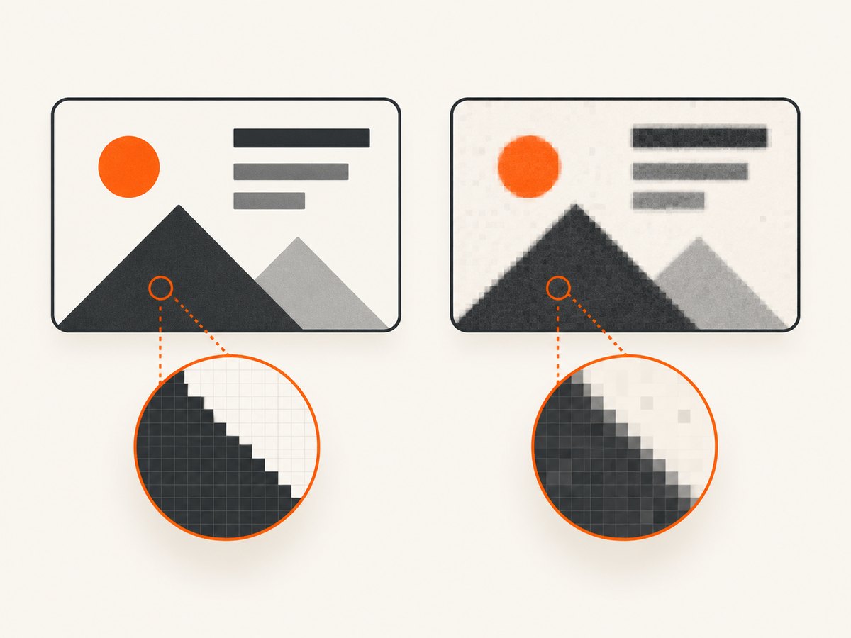 JPEG compression can soften fine text and interface edges.