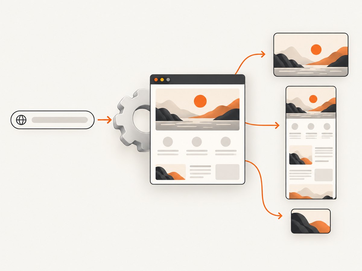 A URL can produce a viewport, full-page, or element capture depending on the scope you choose.