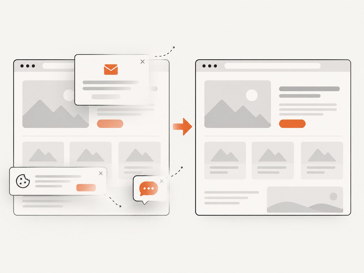 Automated capture can remove consent banners, popups and chat widgets before the page is rendered.