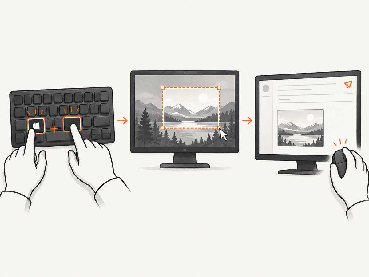 Windows + Shift + S sends a selected region to the clipboard for quick pasting.