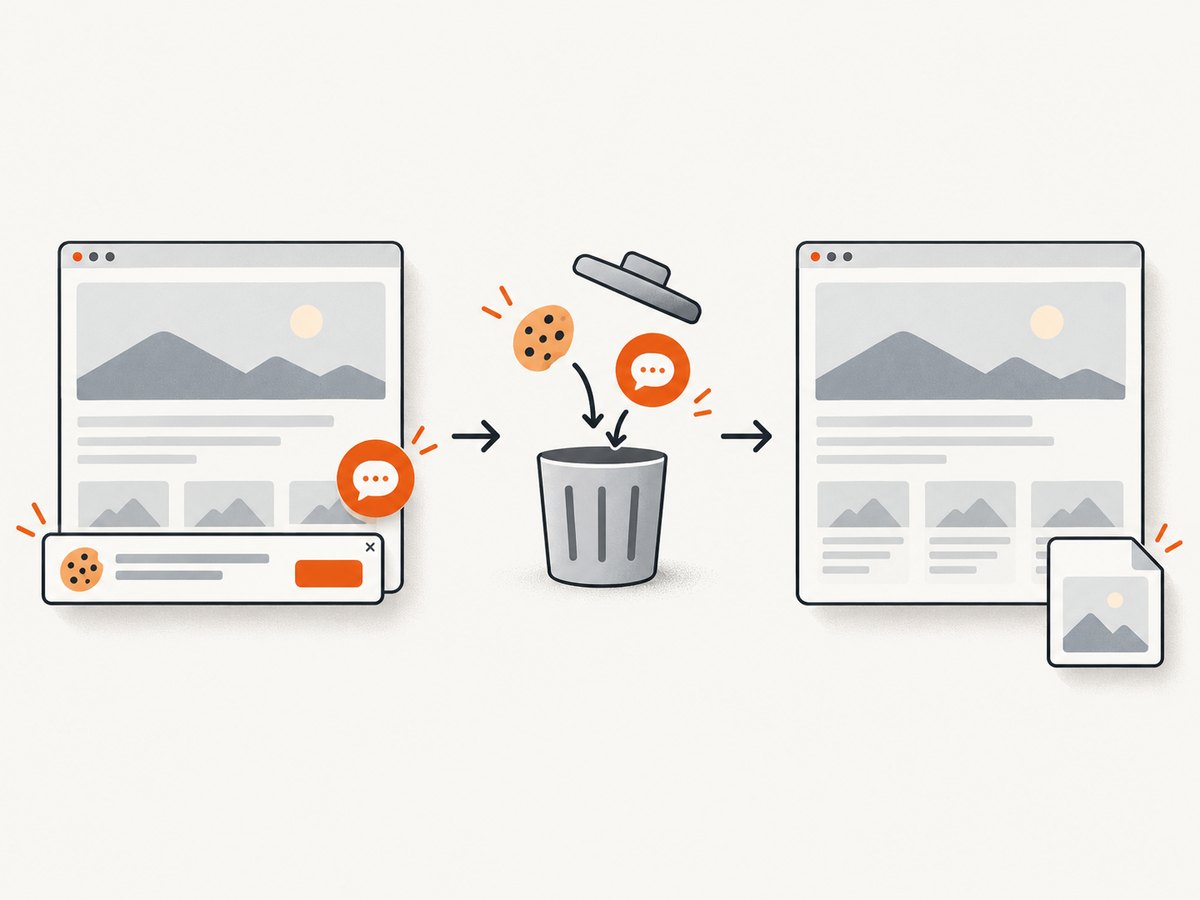 A page capture service can clean common overlays before rendering the final image.