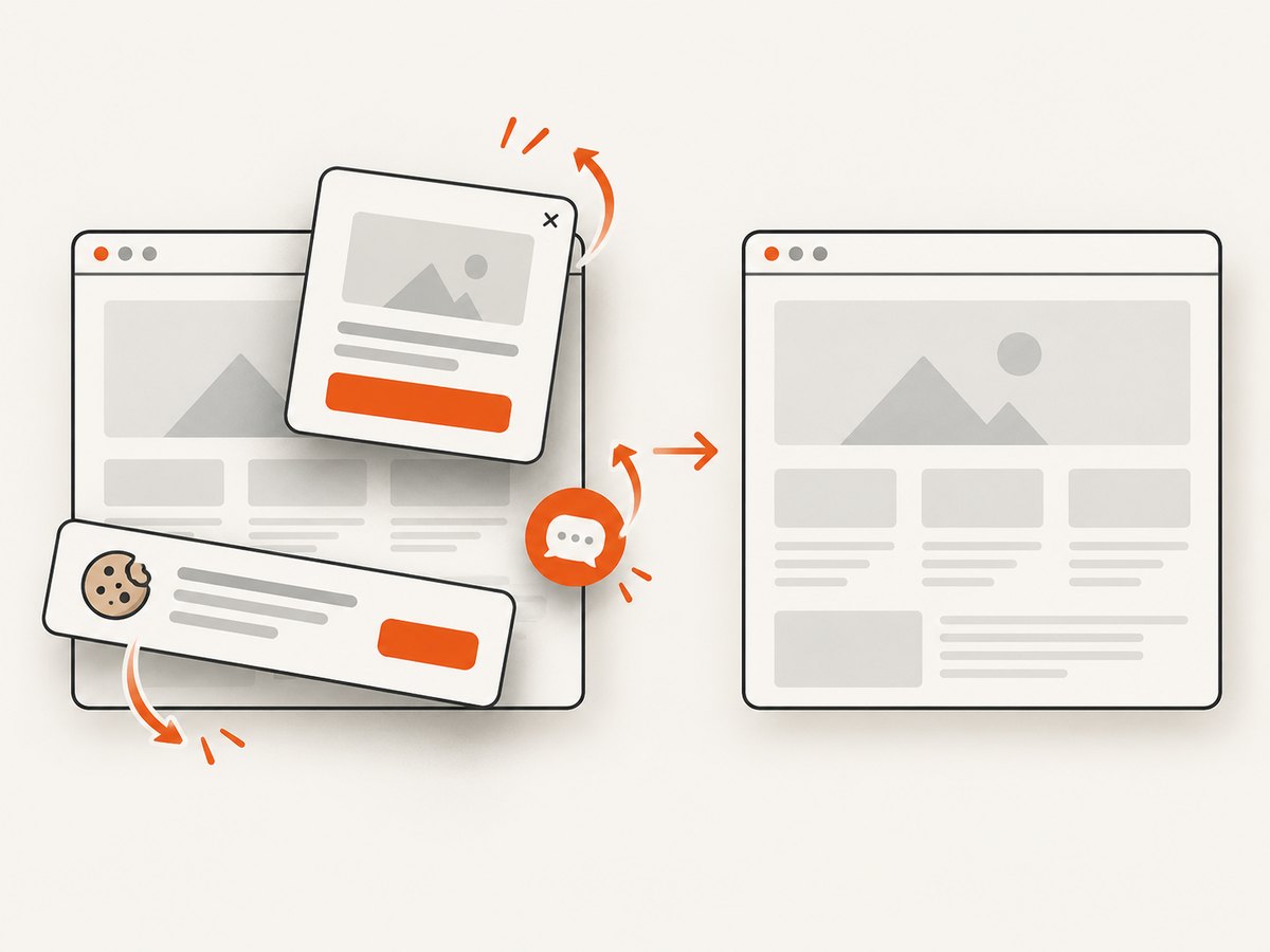 Consent banners, popups, and chat widgets can change the pixels unless they are dismissed or removed before capture.
