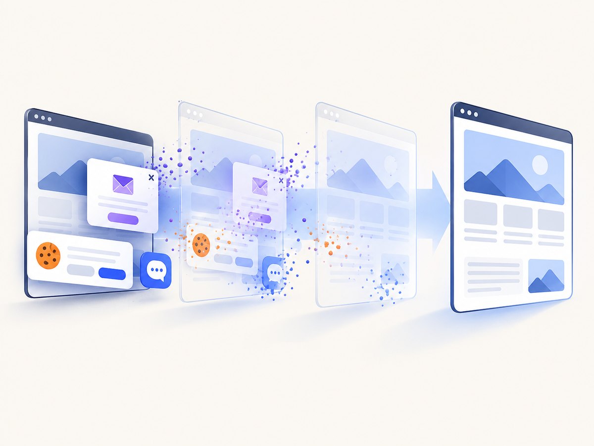 ScreenshotNeo removes common overlays before capturing the page.