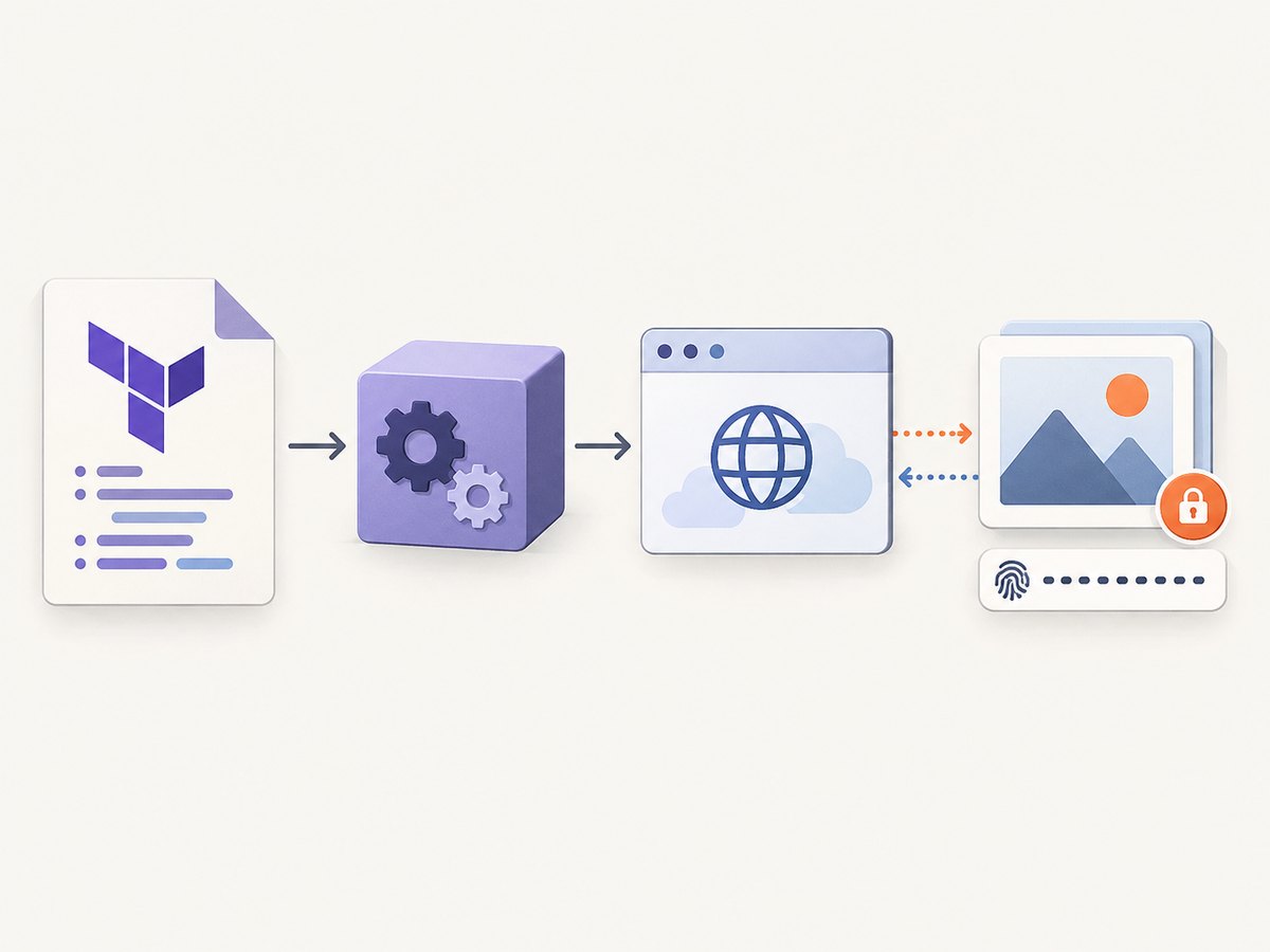 A provider translates declarative infrastructure settings into a screenshot API request and records the resulting artifact.