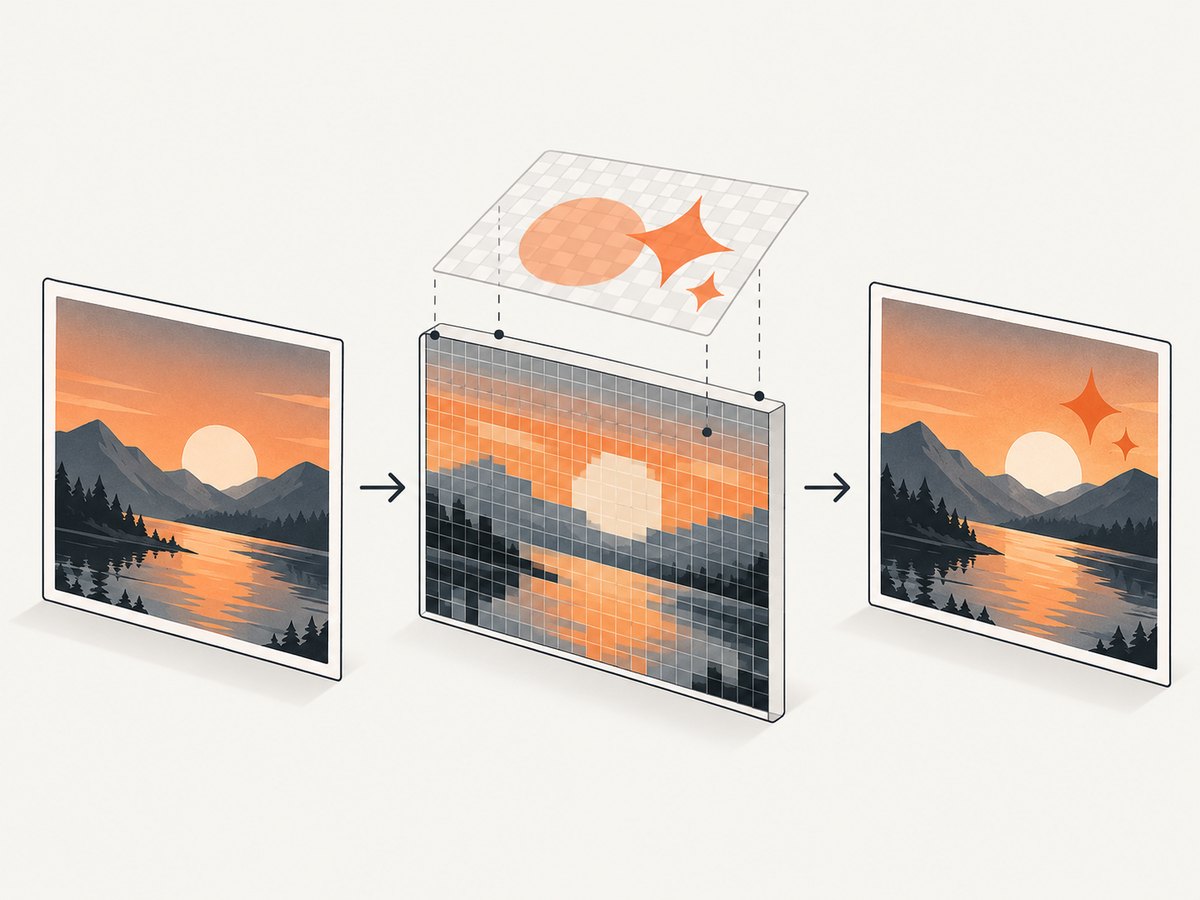 The HTTP handler receives bytes; decoding, glyph rendering, compositing, and encoding make the watermark.