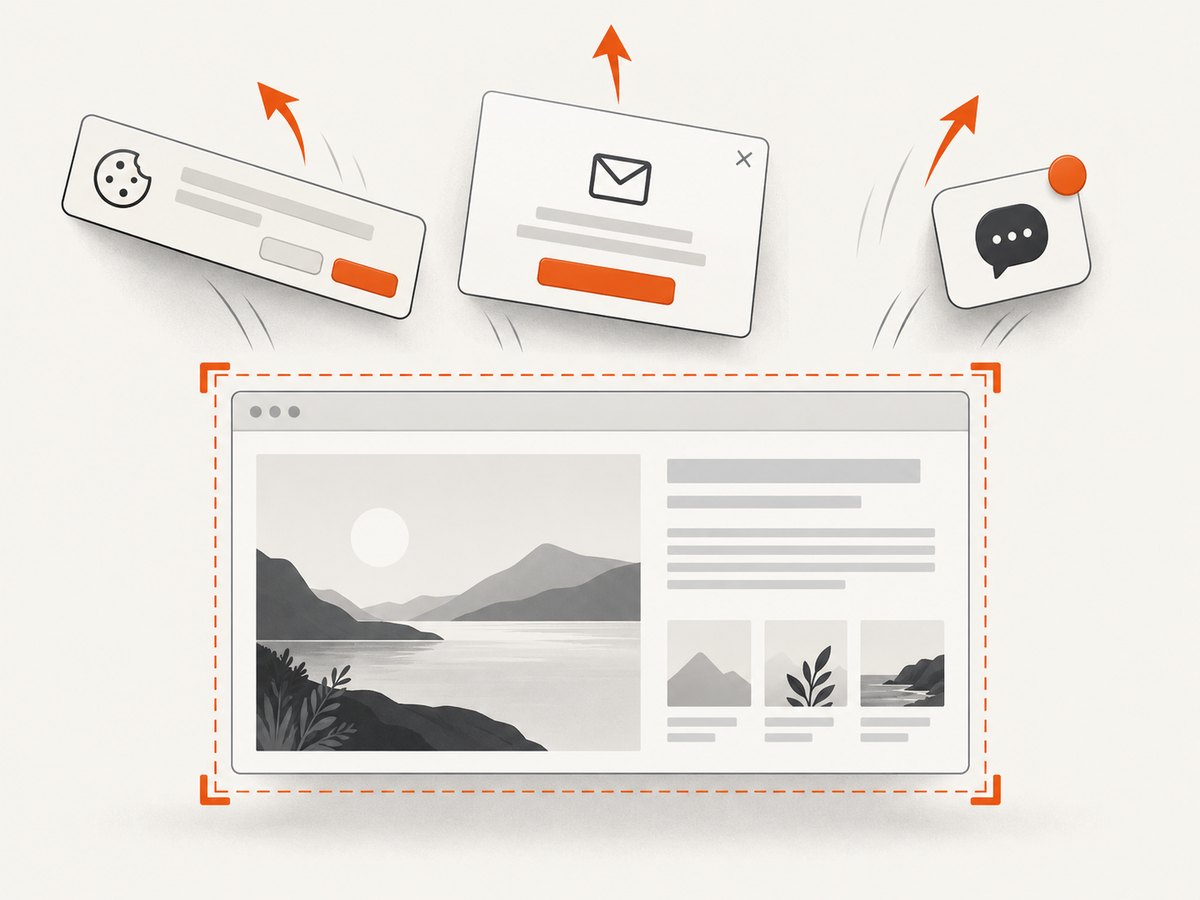 Page cleanup before capture can keep overlays from obscuring the screenshot.