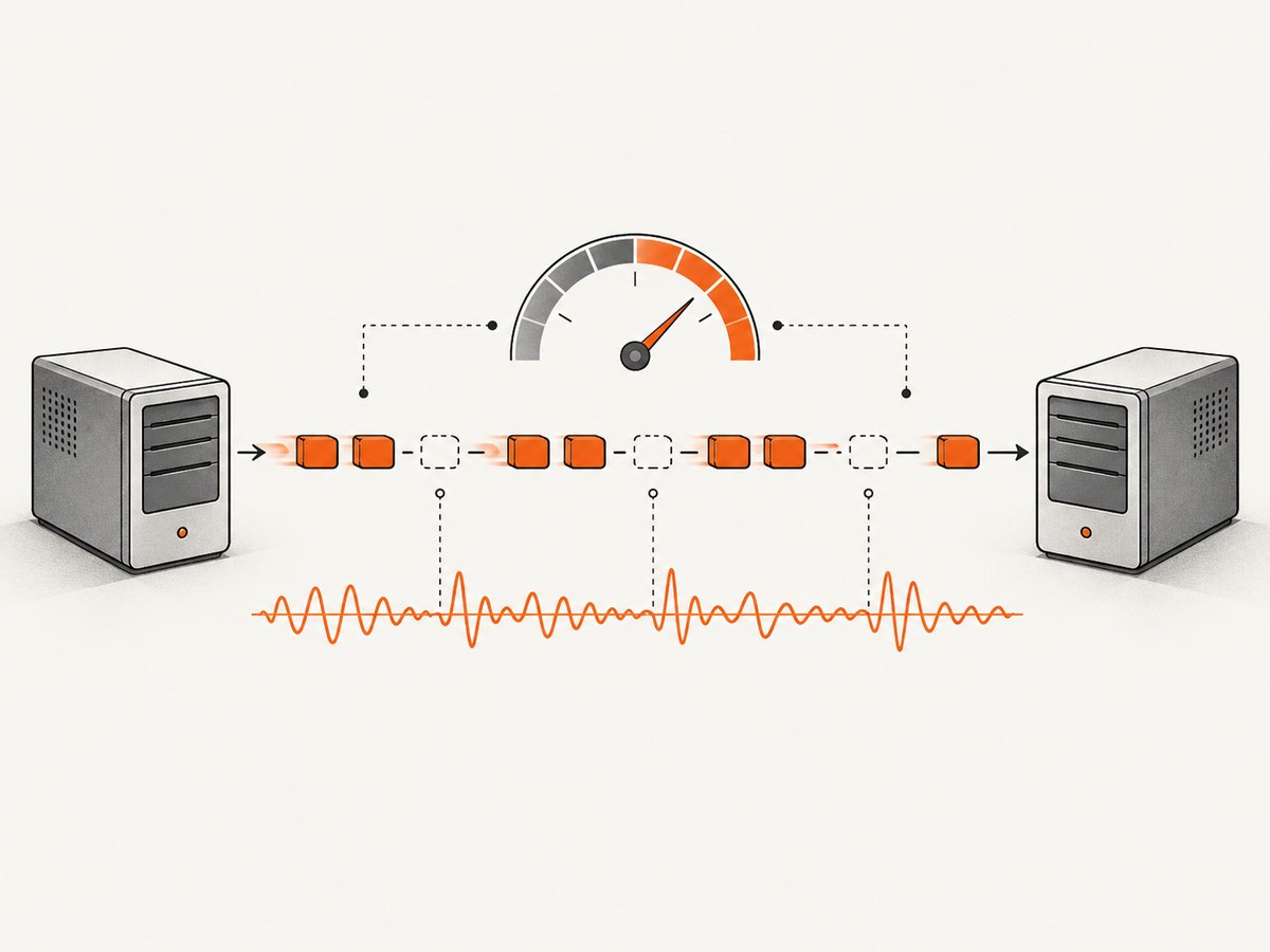 iPerf3 adds controlled traffic so loss and jitter can be measured under load.