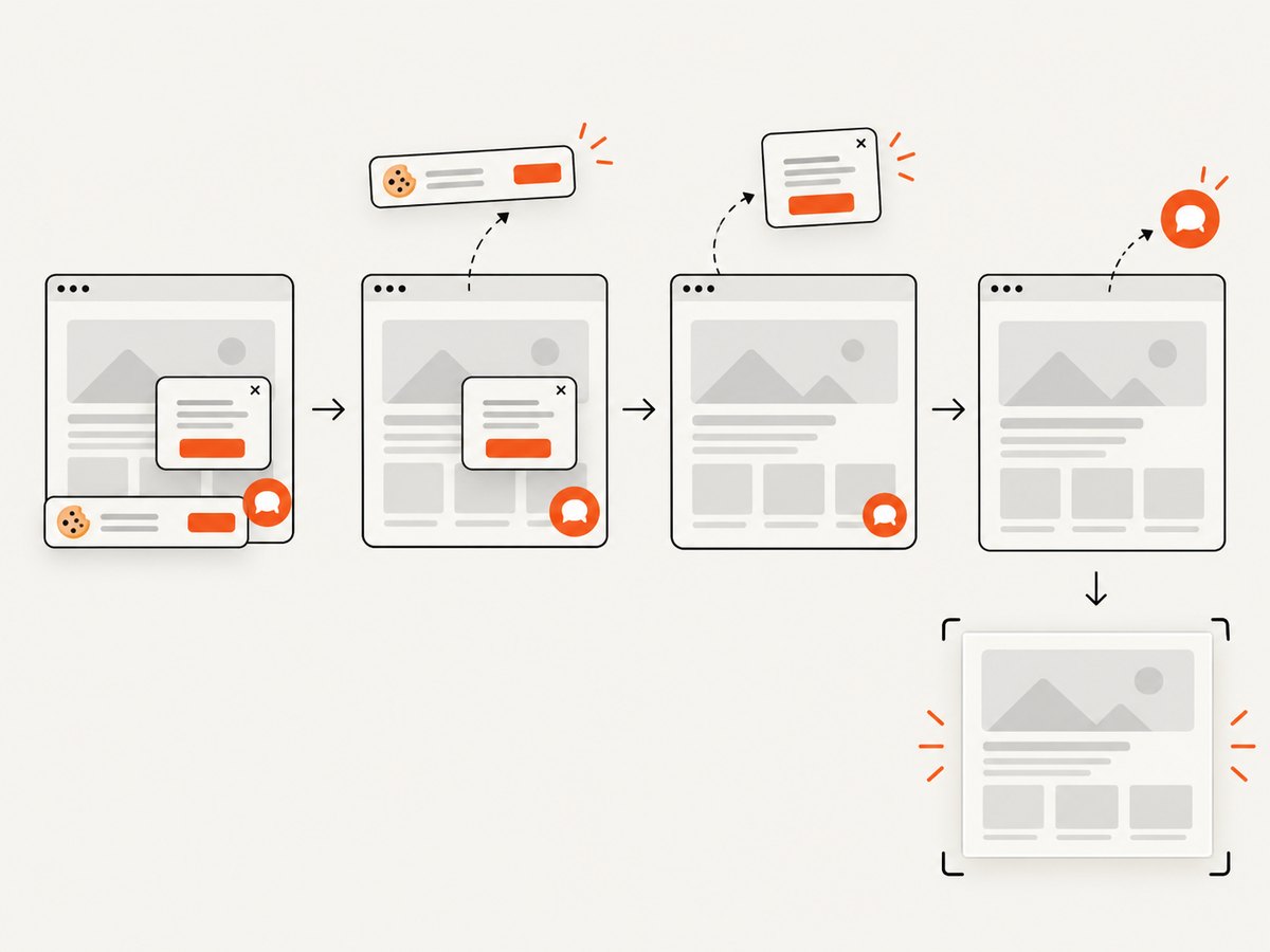 A screenshot capture service can remove common overlays before returning a page image.