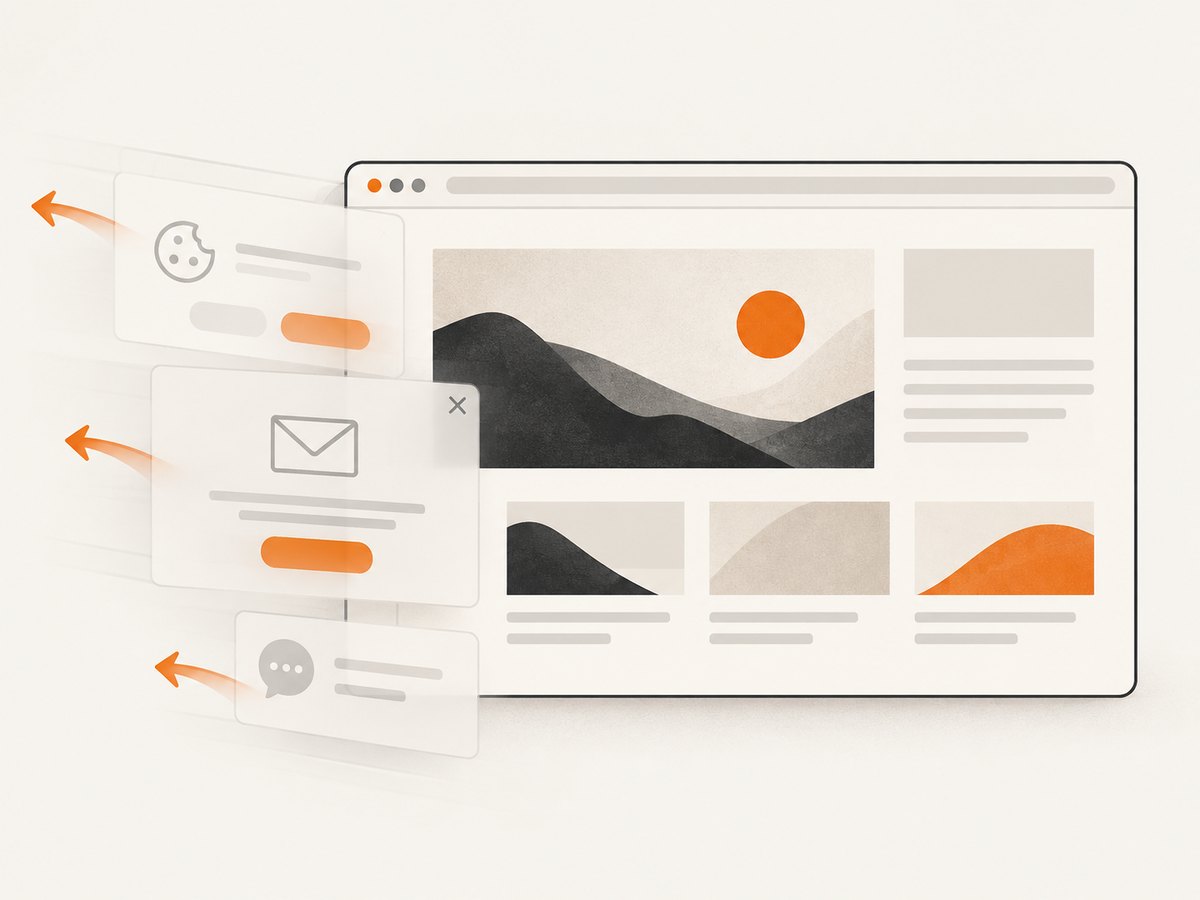 A clean capture removes common consent and overlay elements before the image is returned.