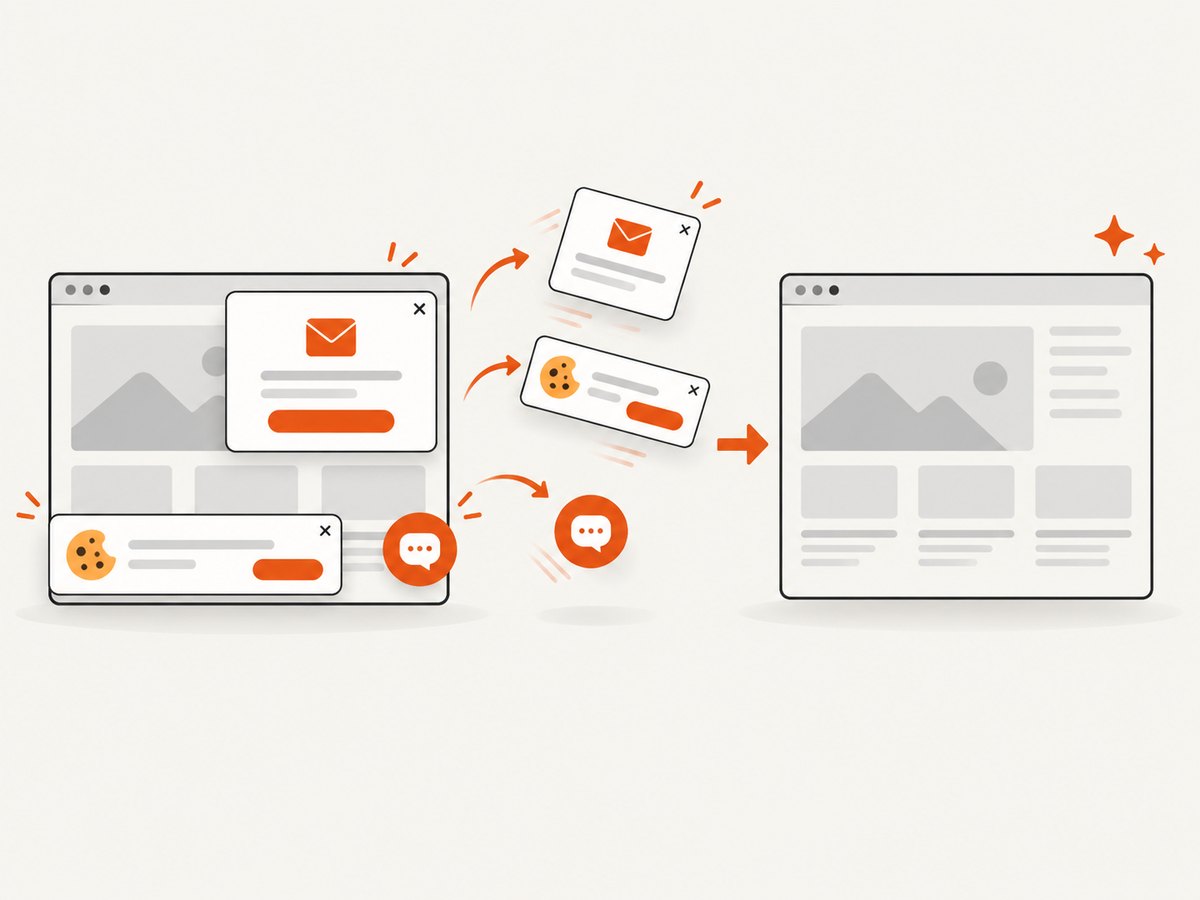 A clean capture removes common overlays before preserving the page as evidence.