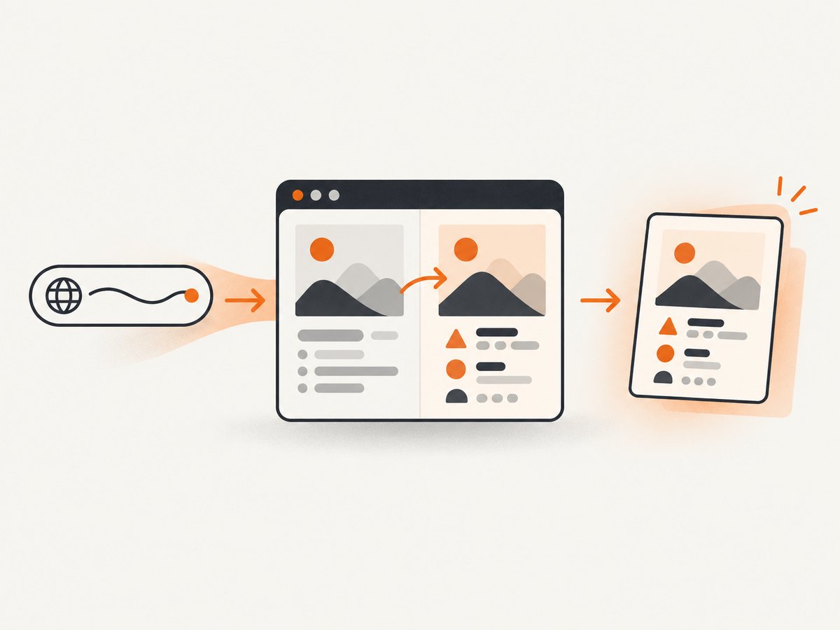 A controlled pipeline renders the page, translates selected content, waits for layout stability, and captures the result.