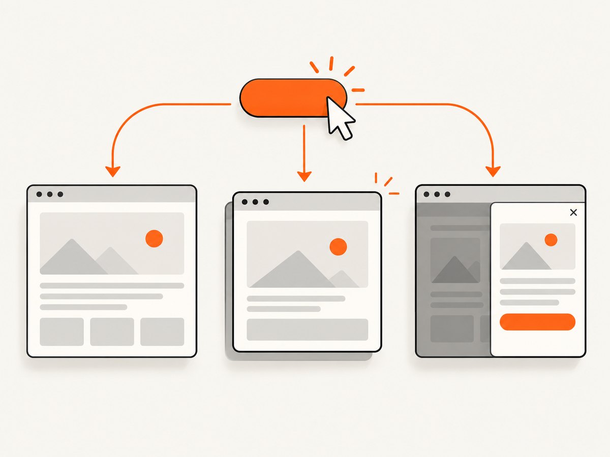 A Puppeteer tab click can navigate the current page, open a popup, or change content in place; the wait must match the behavior.