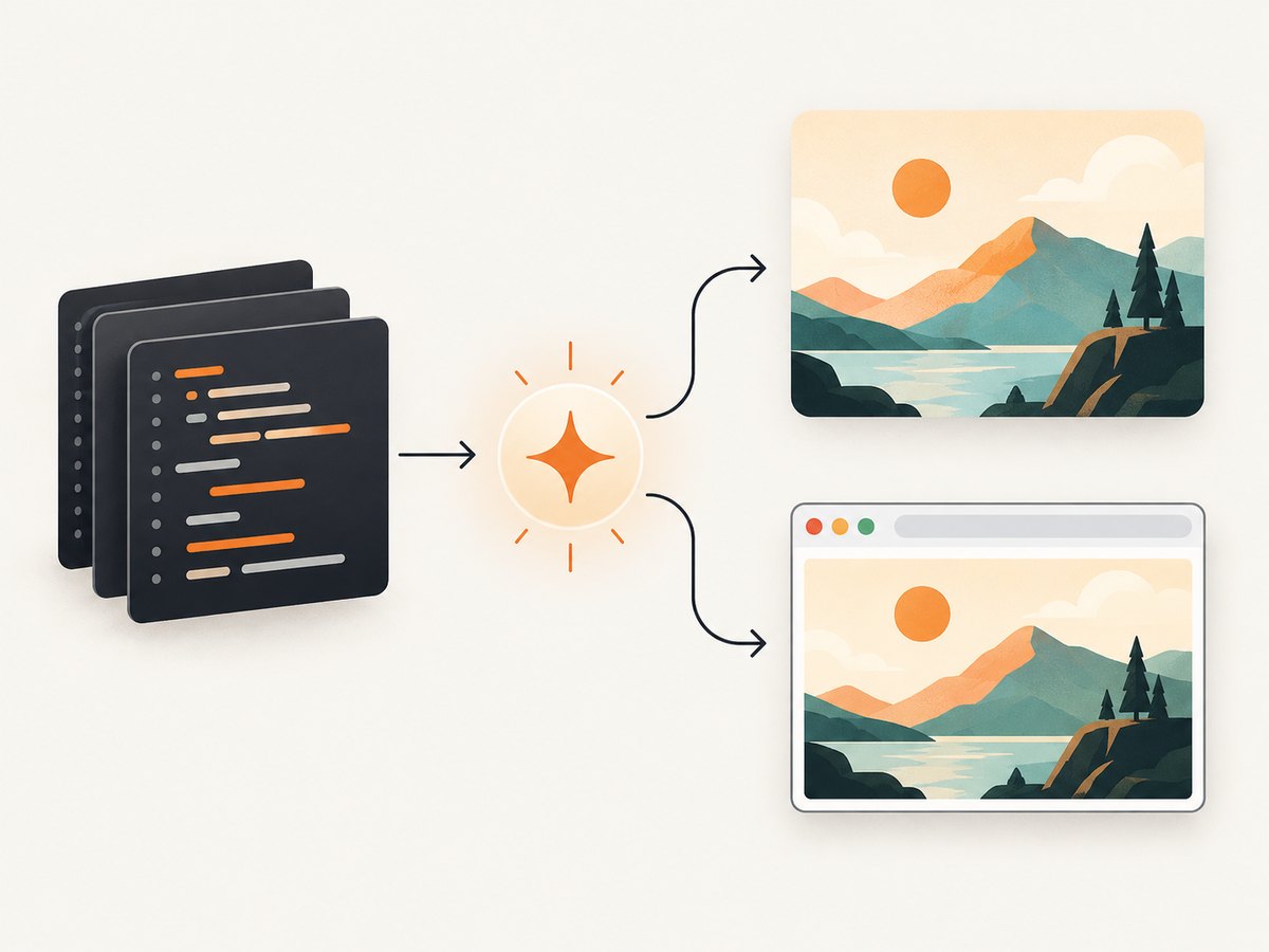 Choose image generation for a new visual, or render the code first when the pixels must be exact.